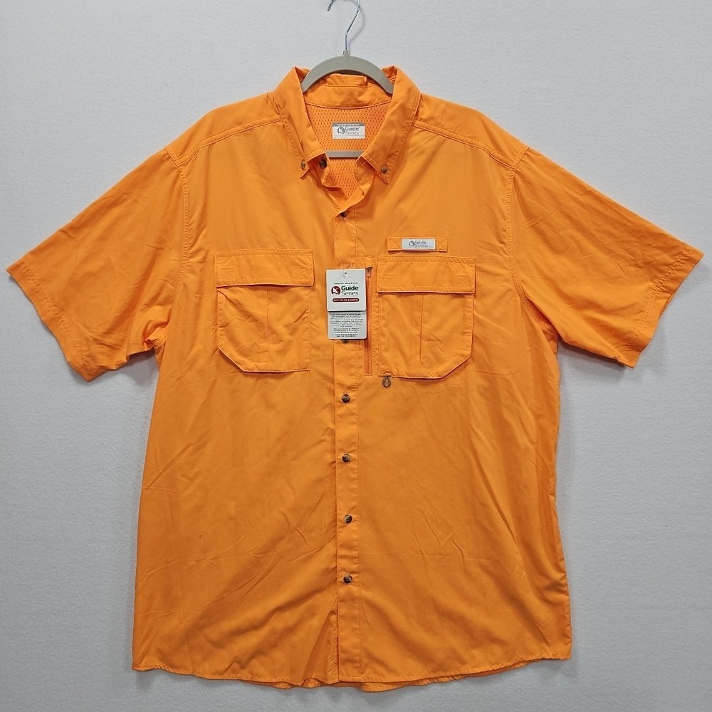 Gander Mountain Guide Series Trophy Fishing Shirt Mens XLT Orange Nylon Vented‎